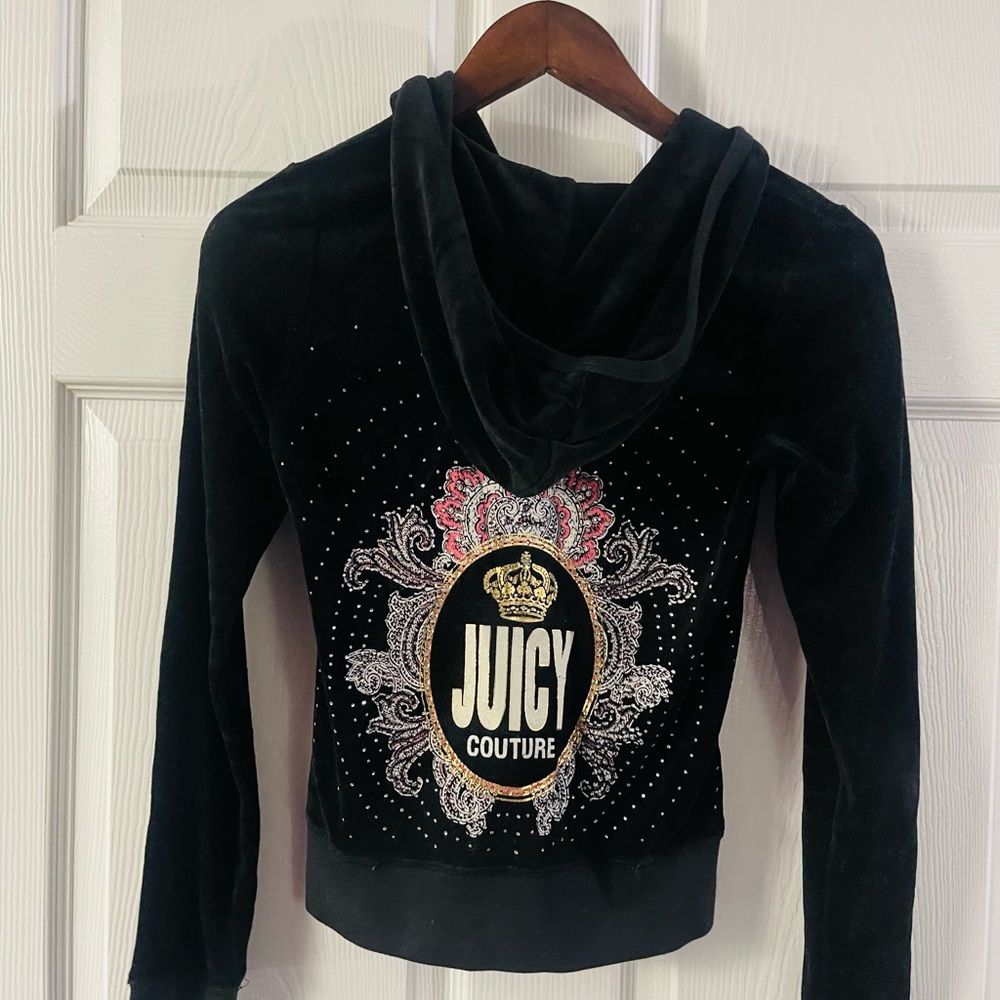 Juicy Couture Black Velour Zip-Up Hoodie